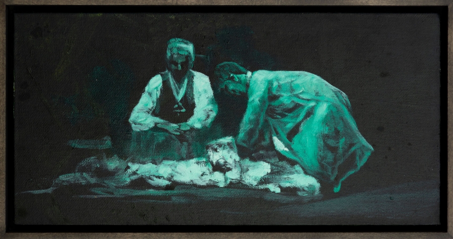 Nightworkers, Oil, 32 x 17 cm